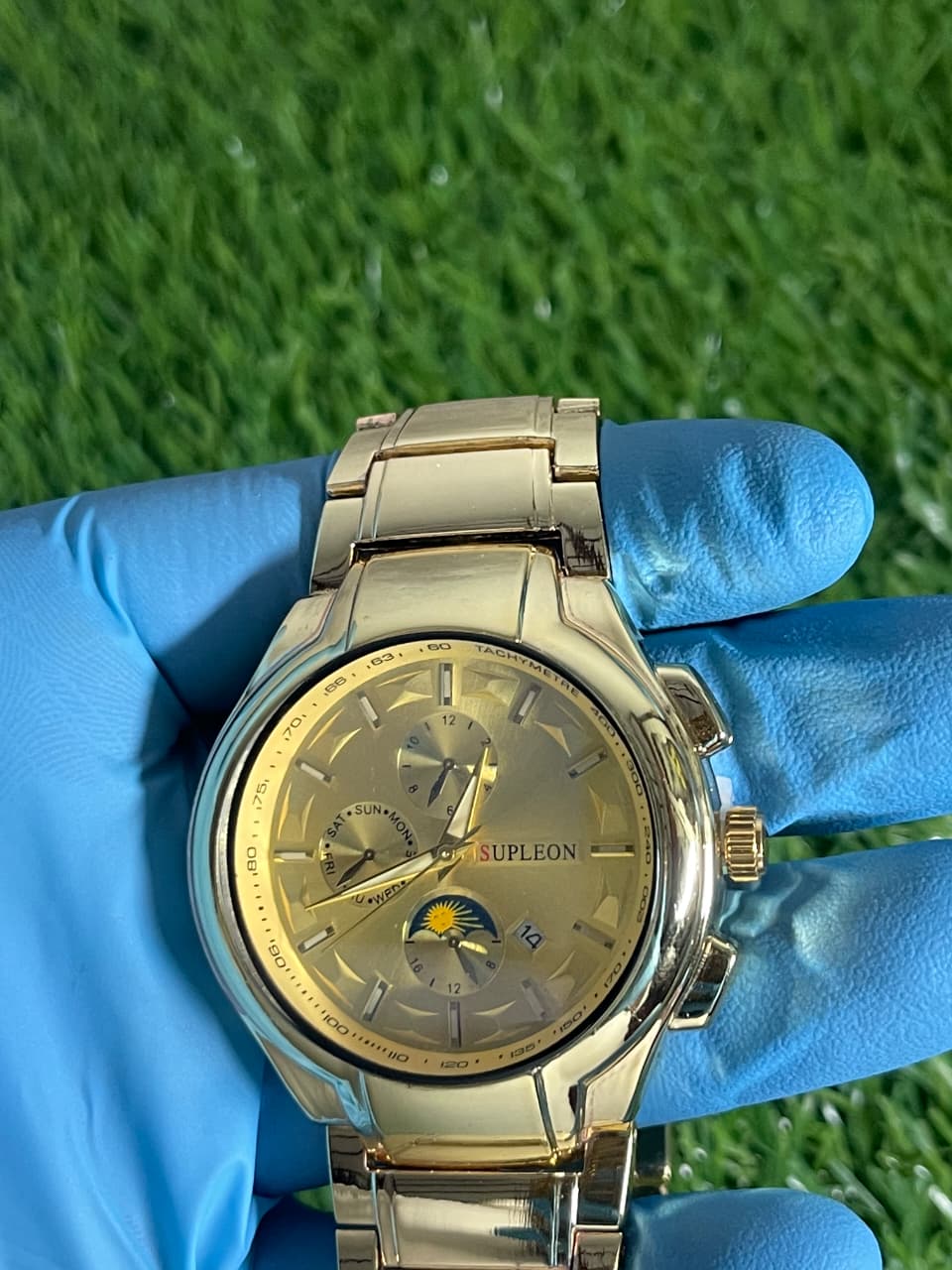 SUPLEON Men's All-Gold Chronograph Style Luxury Watch