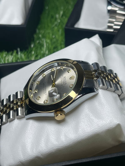 Rolex Two-Tone Datejust Style Watch with Silver Dial