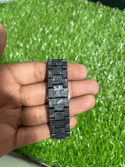 Marbled Black Aura with Abstract Black & Crystal White Arabic Dial - Butterfly Lock