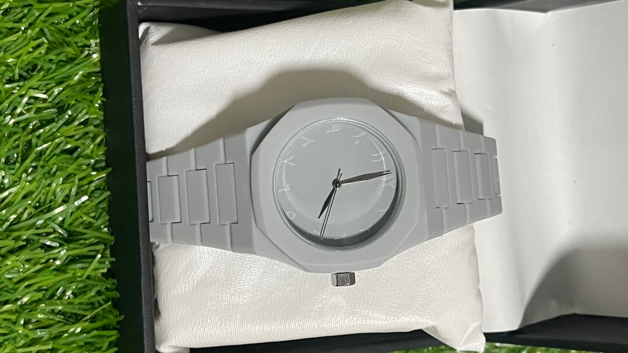 Mate Grey fiber Aura with Master Butterfly lock Stealth Grey Arabic Dial