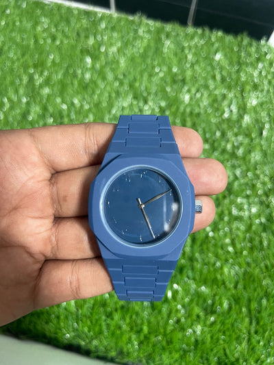 Blue fiber Aura with Master Butterfly lock Stealth Blue Arabic Dial