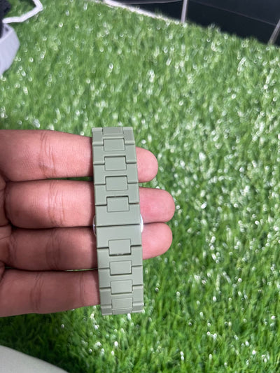 Olive Green fiber Aura with Master Butterfly lock Stealth Green Arabic Dial