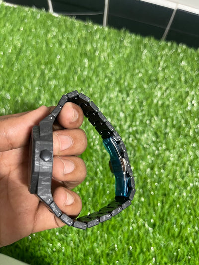 Marbled Black Aura with Abstract Yellow & Crystal White Arabic Dial