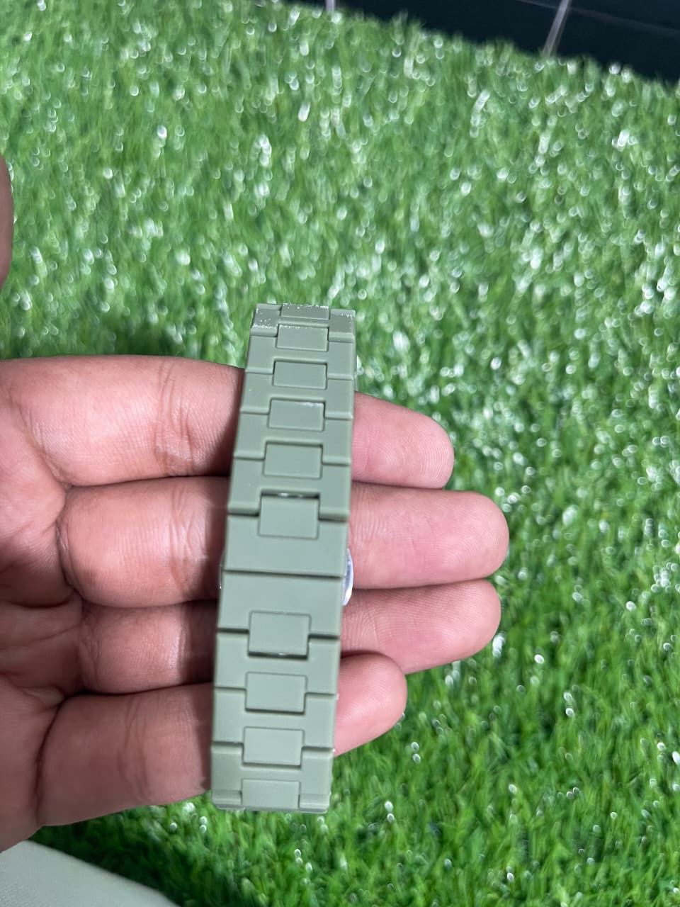 Mate Green  fiber Aura with Master Butterfly lock Green & Crystal White Arabic Dial