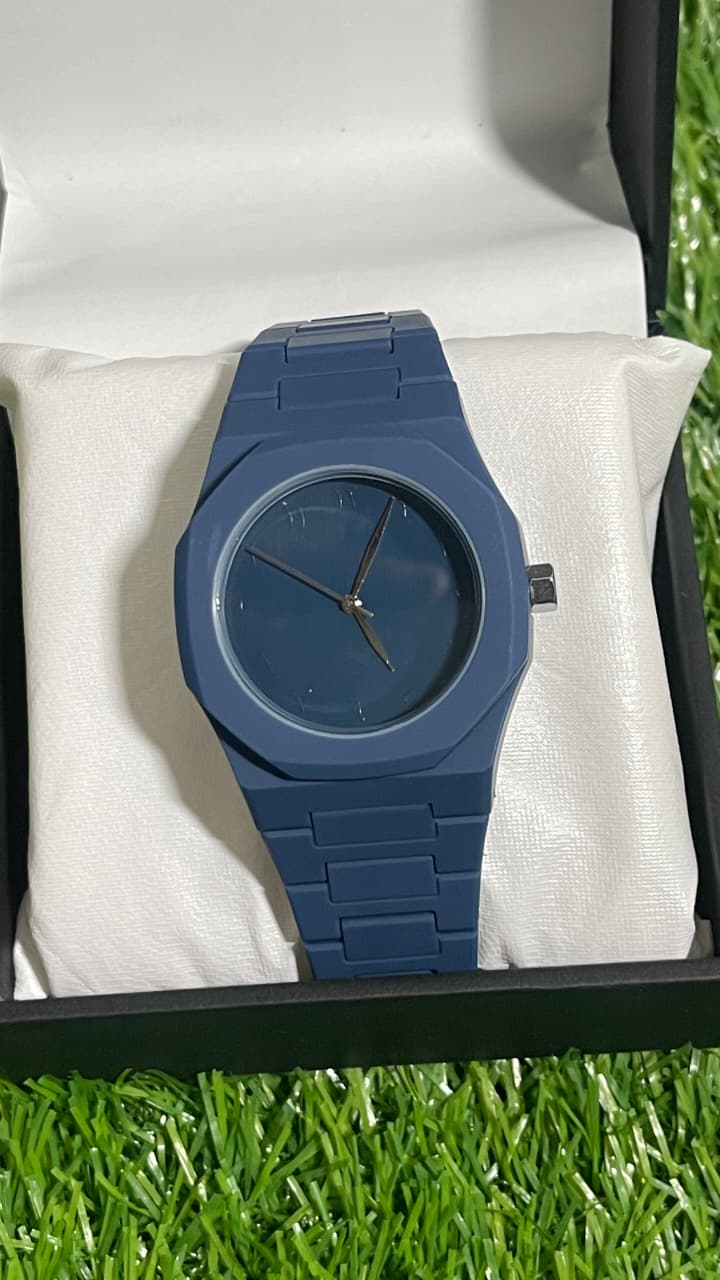 Blue fiber Aura with Master Butterfly lock Stealth Blue Arabic Dial