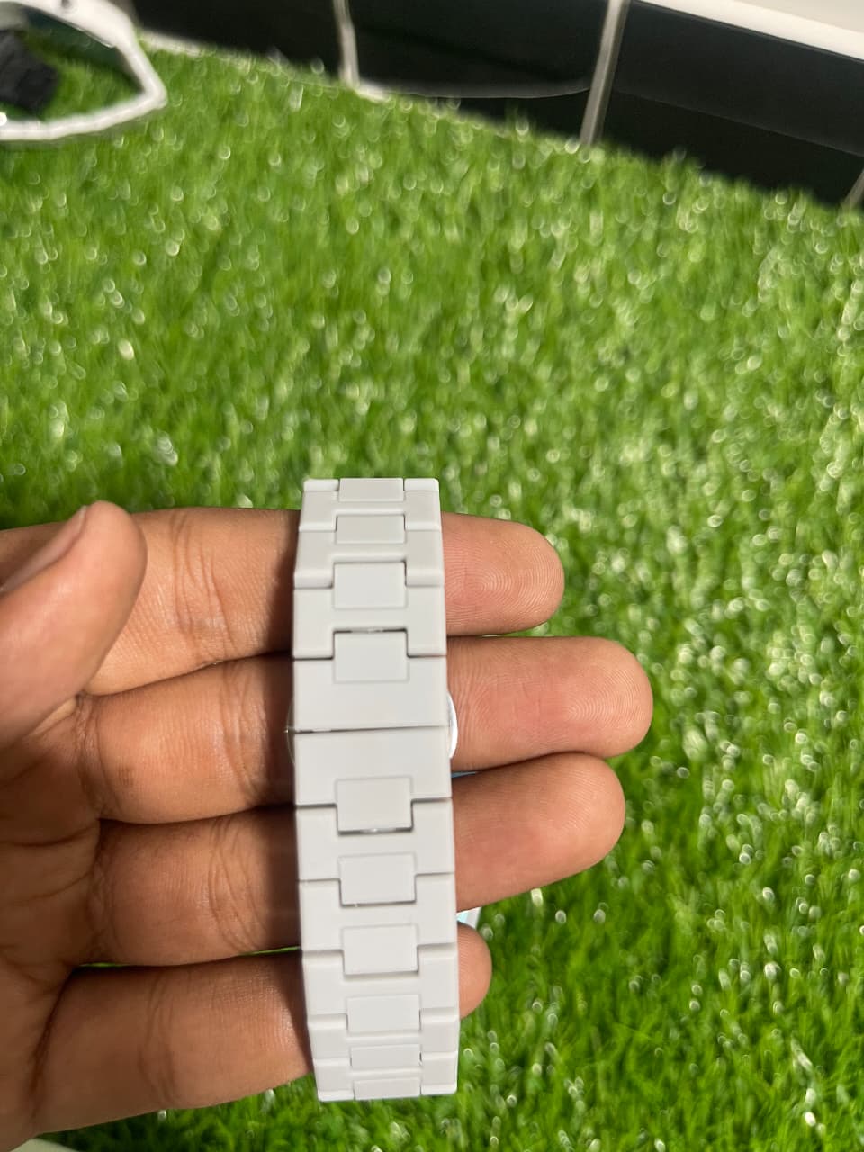 White Aura  fiber Aura with Master Butterfly lock Stealth Black Arabic Dial