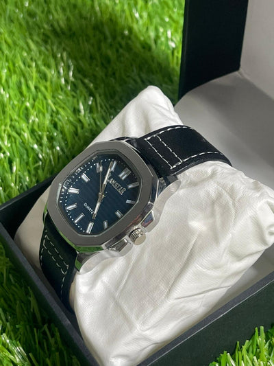 SlimStar Elegance – Blue Dial Leather Strap Watch