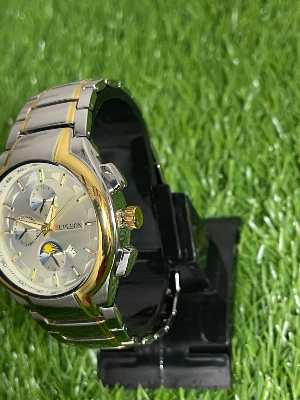 Classic Two-Tone Gold & Silver SUPLEON Men's Dress Watch with Sub-Dials